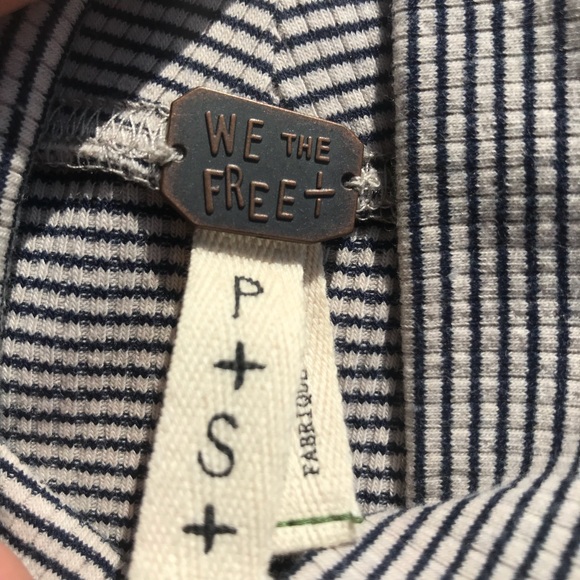 We The Free Striped Hi Neck 3/4 Sleeve Blouse - Picture 3 of 7